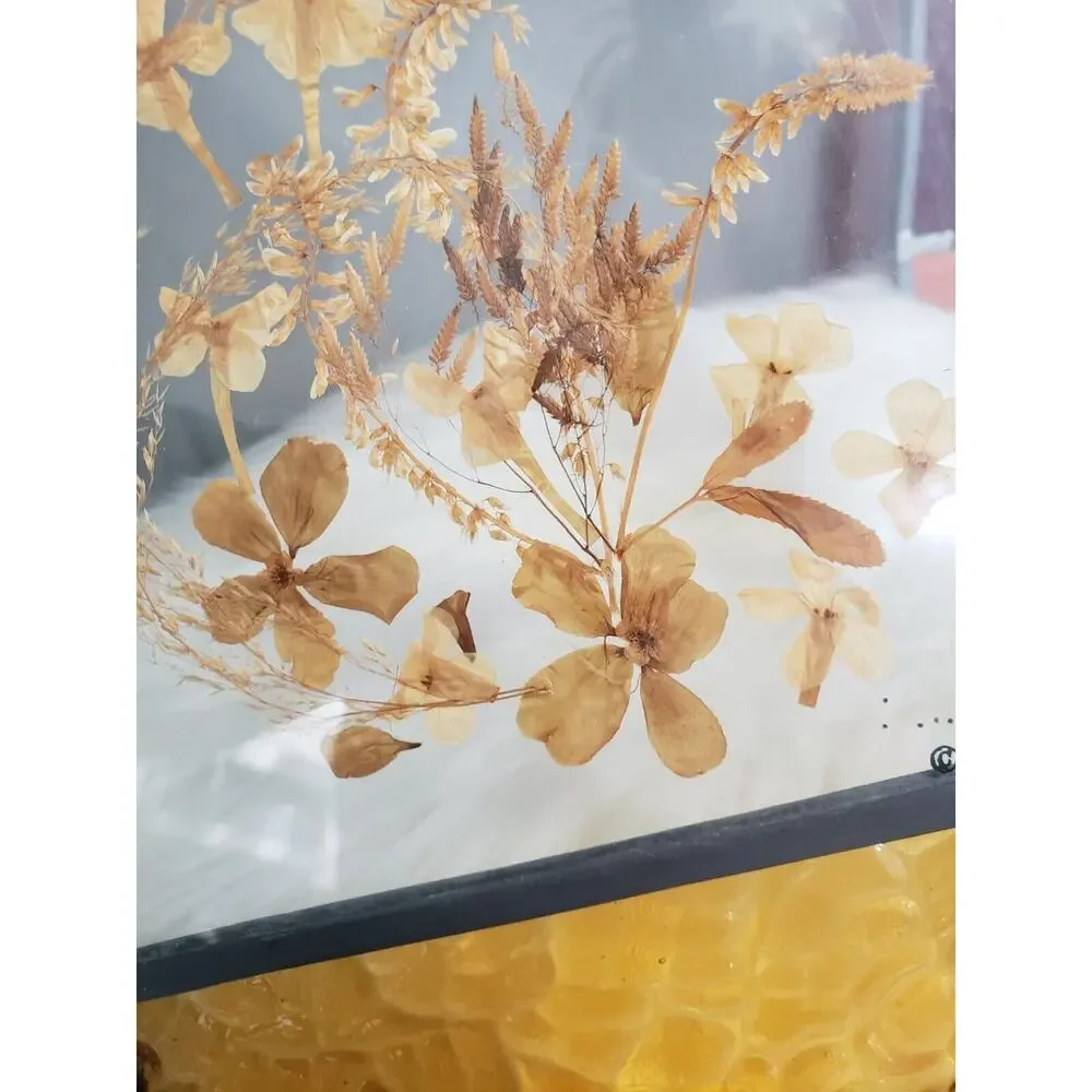Vintage Real Butterfly Dried Pressed Flower Stained Glass Sun Catcher Decor Boho